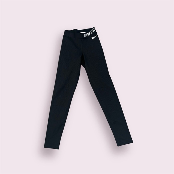 Nike Black textured Leggings Athletic Stretch Fit - Picture 1 of 4